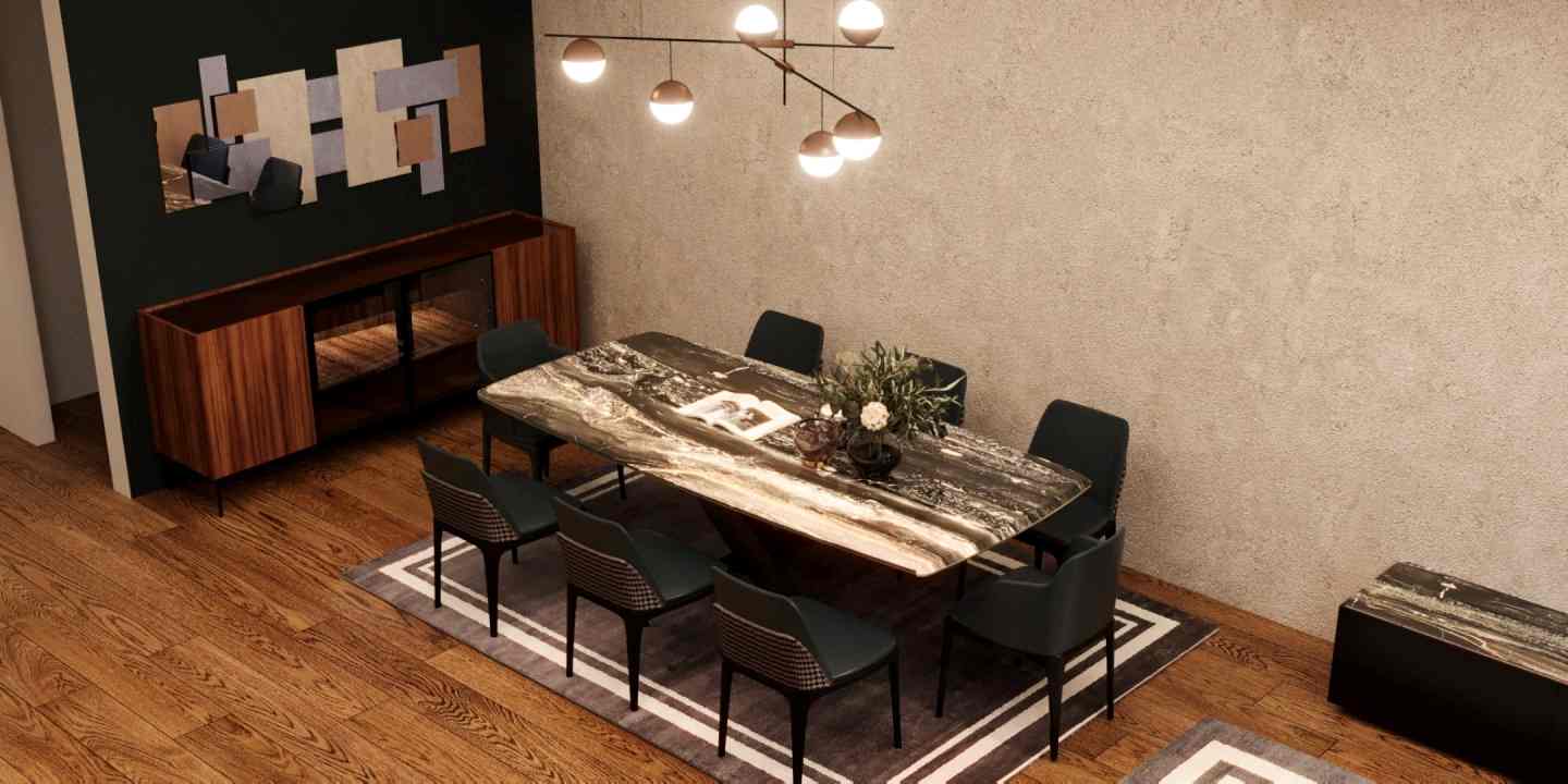 Mermer Desenli Yemek Masası | Belusso Modern Mobilya Dekorasyon, İç Mimarlık Desteği | Modoko | Masko